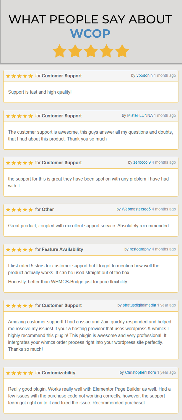 WHMCS Cart & Order Pages Reviews